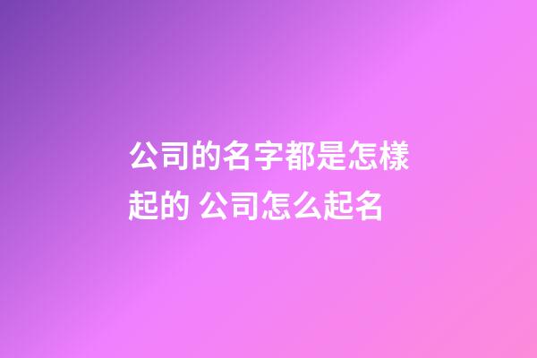 公司的名字都是怎樣起的 公司怎么起名-第1張-公司起名-玄機派